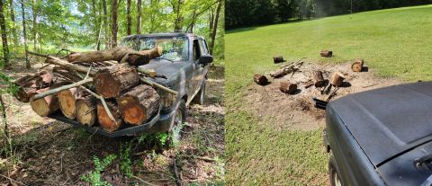 1983 Ford Bronco - After a backbreaking load is hefted onto the grill guard, it's much quicker & easier to unload it with the brakes. IF THE IMAGE IS TOO SMAL…