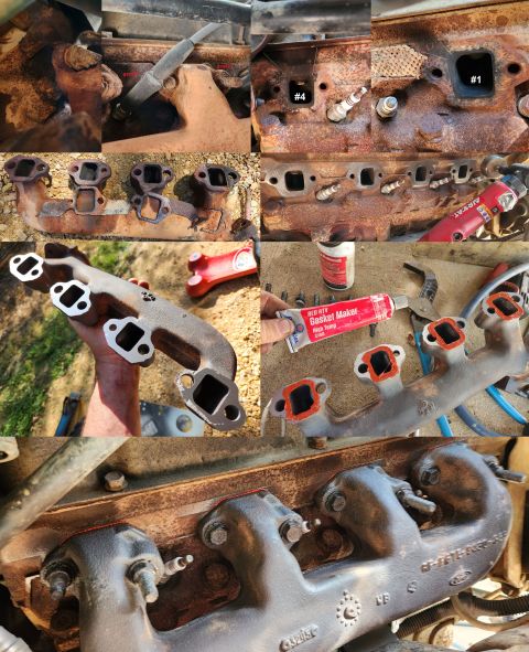 1983 Ford Bronco - Exhaust Manifold Gasket IF THE IMAGE IS TOO SMALL, click it. Ford didn't install gaskets on these exhaust manifolds, and neither should any…