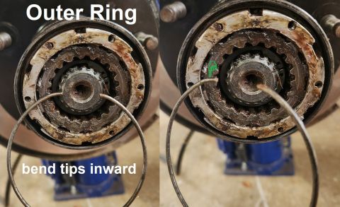 1983 Ford Bronco - Hub Lock Outer Retaining Ring IF THE IMAGE IS TOO SMALL, click it. To make removal easier, bend the tips of the ring inward slightly. Don't…