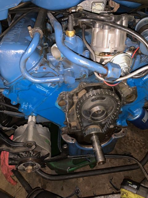 1969 Mercury Marquis - New cam and crank sprocket, and timing chain. Old cam sprocket with plastic teeth was still undamaged without any cracking. Erik got a cust…