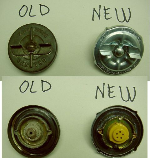 1969 Mercury Marquis - This shows the difference between what the new gas cap looks like (Stant #10640) and what was already on my car. The new gas cap is not ven…