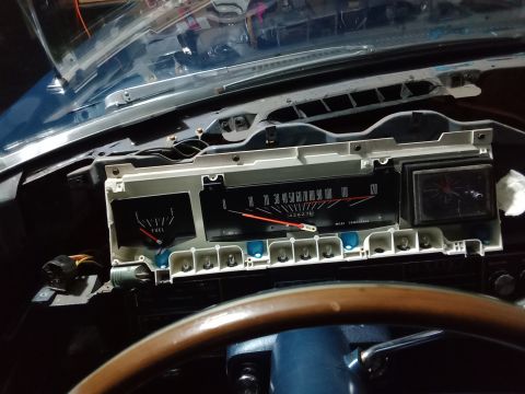 1969 Mercury Marquis - Lens plate covering speedometer etc. removed exposing all of the lights.