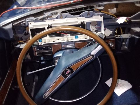 1969 Mercury Marquis - This was the last step in disassembly: getting the clock out. It was a tight squeeze, had to pull the front white base away from the blue b…
