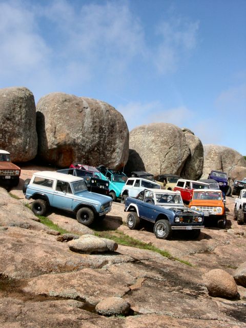 1973 Ford Bronco - A collection of Ford Broncos gathered at Katemcy Rocks in April 2004.