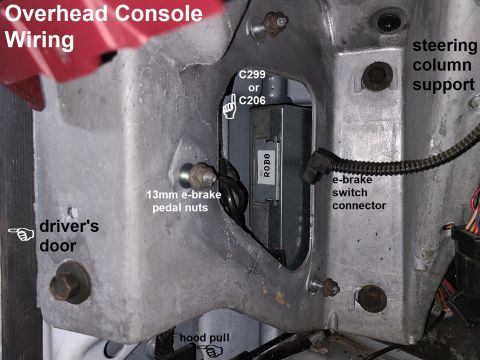 1983 Ford Bronco - C299 is the '94-96 (& maybe '97 >8500GVWR) XLT/EB connector for the overhead console (Broncos only), autodimming RV mirror & lighted visors…