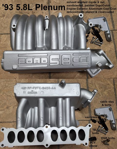 1983 Ford Bronco - Plenum (washed, sandblasted, & painted) from '95 5.8L IF THE IMAGE IS TOO SMALL, click it. Shipping dims: 19x14x9" 23.9 lbs from 38016