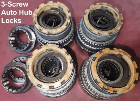 1983 Ford Bronco - Used 3-Screw Auto Hub Lock Pairs (washed & lubed) IF THE IMAGE IS TOO SMALL, click it.