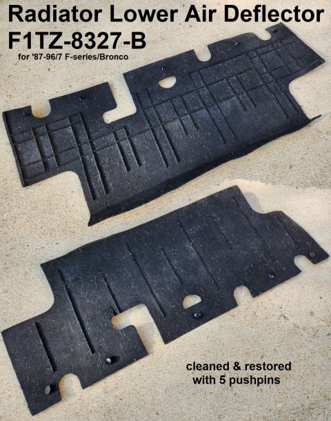 1983 Ford Bronco - '87-96/7 Radiator Lower Air Deflector (restored; includes 5 pushpins) IF THE IMAGE IS TOO SMALL, click it. [url=https://www.supermotors.net…