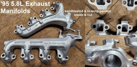 1983 Ford Bronco - 5.0L/5.8L Exhaust Manifolds (sandblasted & high-temp.painted inside & out, planed) IF THE IMAGE IS TOO SMALL, click it.