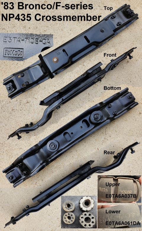 1983 Ford Bronco - NP435 Crossmember & Isolators (sandblasted & painted) IF THE IMAGE IS TOO SMALL, click it. [url=https://www.ebay.com/sch/i.html?_ssn=untod]…