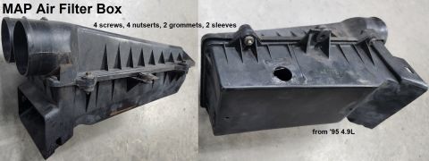 1983 Ford Bronco - '87-95 MAP Air Cleaner Box (cleaned; includes 4 fastener sets & 2 mount sets) IF THE IMAGE IS TOO SMALL, click it.