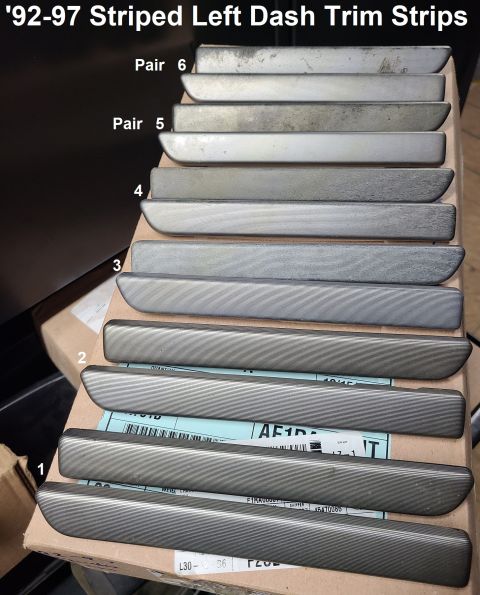 1983 Ford Bronco - '92-96/7 Striped Dash (Cluster Bezel) Trim Strip Pairs IF THE IMAGE IS TOO SMALL, click it. [url=https://www.clipsandfasteners.com/Interior…