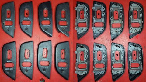 1983 Ford Bronco - Right '92-96/7 Power Window Switch Bezels IF THE IMAGE IS TOO SMALL, click it.