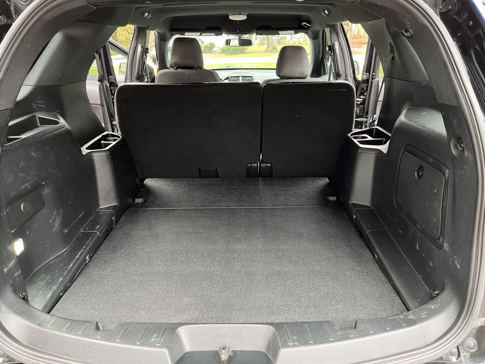 Rear cargo area with folded third-row seats