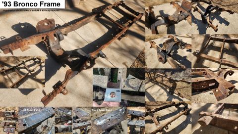 1983 Ford Bronco - '92-96 Bronco Frame (repaired as indicated; includes V8 perches, coil clips, rear shock nuts, & e-brake cable clamp) IF THE IMAGE IS TOO SM…