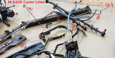 1983 Ford Bronco - E4OD ATF Transmission Cooler Lines (from '95 F150) IF THE IMAGE IS TOO SMALL, click it.
