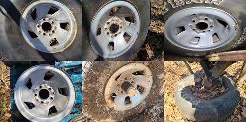 1983 Ford Bronco - Argent (silver-painted) Steel Wheels 15x7.5 with 5x5.5 lugs, 3.45" center bore, & 3 hubcap threaded holes IF THE IMAGE IS TOO SMALL, click…