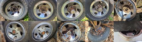 1983 Ford Bronco - Chrome Steel Wheels 15x7.5 with 5x5.5 lugs, 3.45" center bore, & 3 hubcap threaded holes (some aftermarket repro) IF THE IMAGE IS TOO SMALL…