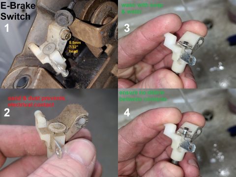 1983 Ford Bronco - The e-brake switch is an open design, so simple dust can interfere with it making contact. Remove & clean it as needed. IF THE IMAGE IS TOO…