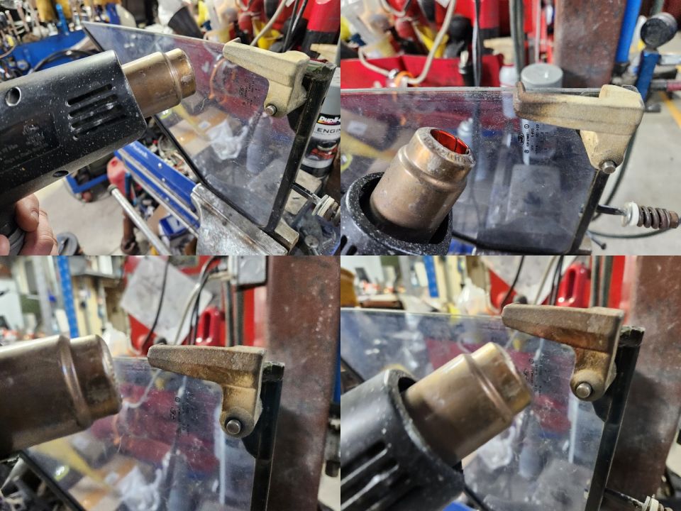 Black plastic that has oxidized can be restored to some degree simply by heating.
IF THE IMAGE IS TOO SMALL, click it.