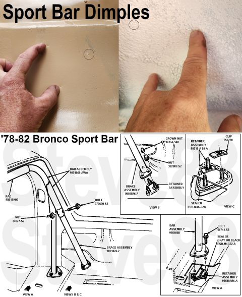 1983 Ford Bronco - Even this '93 Bronco body is still dimpled for the sport bar that was only offered in the early 80s. IF THE IMAGE IS TOO SMALL, click it.