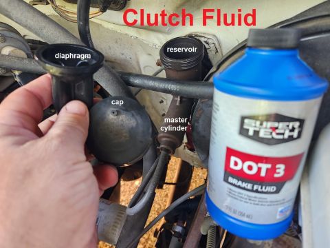 1983 Ford Bronco - Clutch Fluid Filling IF THE IMAGE IS TOO SMALL, click it. It's not apparent because it's black rubber, but the diaphragm that protects the…