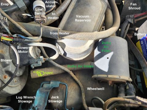 1983 Ford Bronco - Secondary Air Intake Hose IF THE IMAGE IS TOO SMALL, click it. Commonly assumed to be disconnected, the corrugated paper foil-lined tube to…