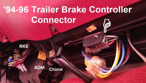 1983 Ford Bronco - '94-96/7 Trailer Brake Controller Connector IF THE IMAGE IS TOO SMALL, click it. The '92-93 connector is in the same location, but only has…