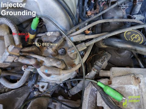 1983 Ford Bronco - Stuck Injectors can be freed by simply grounding the EEC wire (NOT the red wire) while the key is in RUN. After a few seconds (sometimes up…