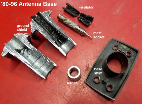 1983 Ford Bronco - Antenna Base Construction IF THE IMAGE IS TOO SMALL, click it. The center conductor is simply isolated from the mounting base (grounded thr…