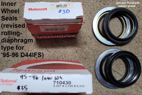 1983 Ford Bronco - Inner Wheel Seals for rolling-diaphragm hubs IF THE IMAGE IS TOO SMALL, click it. Motorcraft BRS23 Timken 710430 National 710430
