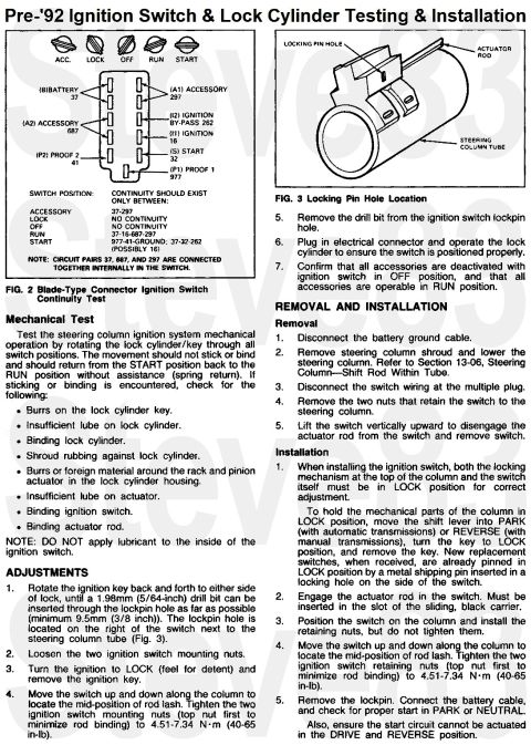 1983 Ford Bronco - Pre-'92 Ignition Switch & Lock Cylinder Testing & Installation IF THE IMAGE IS TOO SMALL, click it.