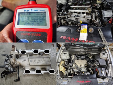 2003 Pontiac Grand Am - Back on the road, the CEL kept coming on with a thermostat code, indicating that it was stuck open. So I pulled the intake for a 4th time,…