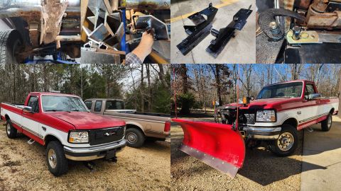 1997 Ford F-250 - I had to cook up my own mounts for the receivers, and repair the lift frame horns that fit into the receivers, and buy receivers & wiring &…