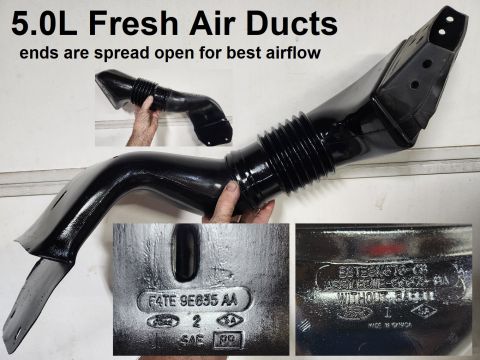 1983 Ford Bronco - 5.0L Fresh Air Ducts (factory cold-air intake) Restored IF THE IMAGE IS TOO SMALL, click it. The ends of the plastic ducts have been spread…