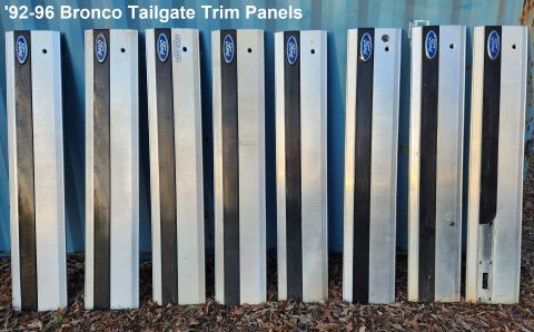 1983 Ford Bronco - '92-96 Bronco Tailgate Trim Panels IF THE IMAGE IS TOO SMALL, click it. Ships as 68x16x6" @ 14lbs. Fits '87-96 t/gs w/factory trim panel wi…