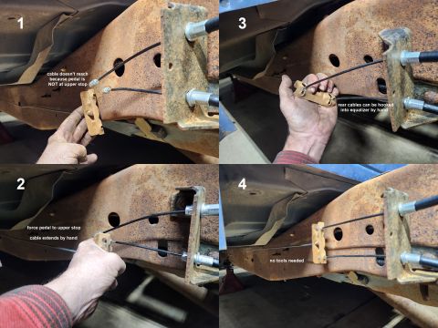 1983 Ford Bronco - E-brake Cable Re-connection on '92-up trucks IF THE IMAGE IS TOO SMALL, click it. The pedal MUST be hard against its upper (released) stop…