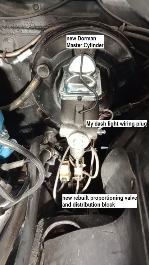 1969 Mercury Marquis - All of the new parts installed. Old MC was leaking, and old splitter block could not be centered for the Dash Light to work correctly.