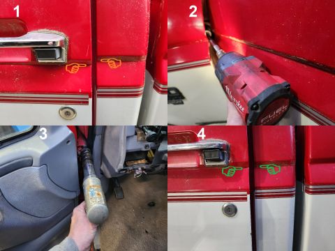 1983 Ford Bronco - Worn Hinge Adjustment IF THE IMAGE IS TOO SMALL, click it. If the upper hinge wear is minor, it can sometimes be adjusted out by simply loo…