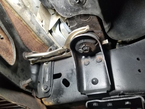 1983 Ford Bronco - Even fully-assembled, it's easy to put these vise-grips on the upper core support shell so that the bolt can be unscrewed from it. IF THE I…