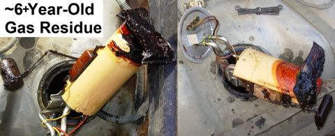 1983 Ford Bronco - Spoiled Gas Residue IF THE IMAGE IS TOO SMALL, click it. After ~5 years, gasoline sours and eventually turns to this foul tar-like residue,…