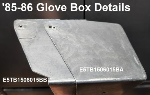 1983 Ford Bronco - '85-86 Glove Box details IF THE IMAGE IS TOO SMALL, click it. Both years got an improved plastic design instead of the older stapled cardbo…