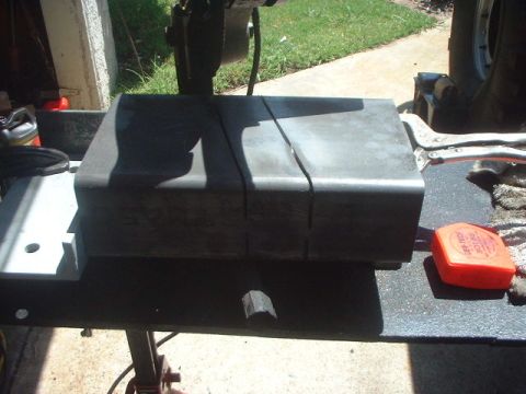 1995 Ford Bronco - Used 4"x8"x1/4" steel and cut them at about 15 degrees to relieve the stress on the bushing at ride height.