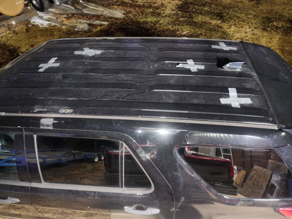 Not much effort was put into deleting the antennas & lights. I think the headliner wiring harness was also left partially disconnected (or damaged) because most of the dome lights don't work.

UPDATE: Turns out a couple of fuses were blown. Of course, they're the crazy-expensive idiotic 3-terminal mini blades.