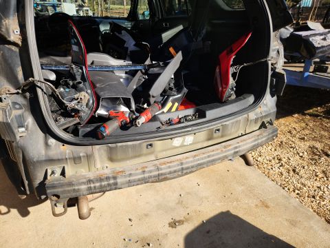 2016 Ford Explorer - The rear bumper cover comes off surprisingly quickly & easily, exposing the plain rear bumper bar, which is attached by only 2 nuts & 2 bol…
