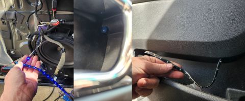 2016 Ford Explorer - These common blue LEDs ( 5mm round 12V and 30cm flexible 12V ) are soldered into the lock switch illumination on the front doors. There's a…