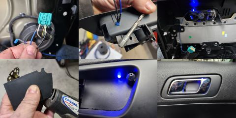 2016 Ford Explorer - In the rear door panels of a PIU, there are no pockets, so only the round LED was added to a new hole drilled in the handle well. Since the…