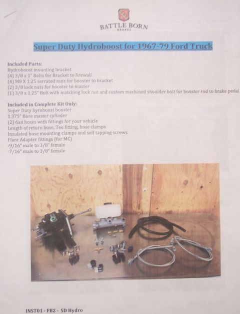 1978 Ford Bronco - This document shows a brake hydroboost kit for 1967-79 Ford Trucks, not a 1978 Ford Bronco.
