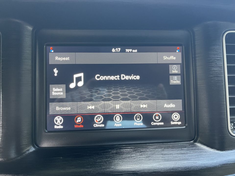 Touchscreen infotainment display showing the media Connect Device screen