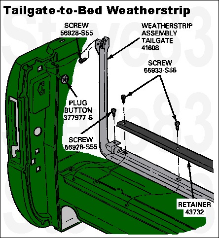 1983 Ford Bronco - Tailgate-to-Bed Weatherstrip IF THE IMAGE IS TOO SMALL, click it. .